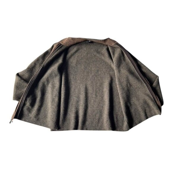Vintage Alfani Men’s Sz L Brown Merino Wool Blend Zip Up Cardigan Sweater - Picture 6 of 7